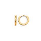 14K Yellow Gold Twisted Diamond-Cut Huggie Earrings on white background - Italian Fashions