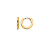14K Yellow Gold Plain Huggie Earring on White Background