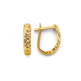 14K Yellow Gold Diamond-Cut Oval Hoop Earrings on white background - Italian Fashions