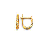 14K Yellow Gold Diamond-Cut Oval Hoop Earrings on white background - Italian Fashions