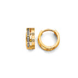 14K Yellow Gold CZ & Screw-Motif Huggie Earrings on white background - Italian Fashions