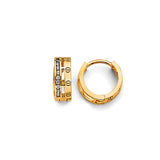 14K Yellow Gold CZ & Screw-Motif Huggie Earrings on white background - Italian Fashions