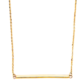 14K Yellow Gold Long Square Bar Fancy Necklace 17” + 1” – Metal Color Yellow