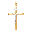 14K Gold Round Tube Crucifix Pendant