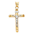 14K Two-Tone Gold Polished Crucifix Pendant
