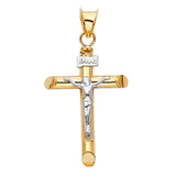 14K Two-Tone Gold Polished Crucifix Pendant