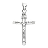 14K Gold Round Tube Crucifix Pendant