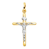 14K Two-Tone Gold Crucifix Pendant (20x35mm)