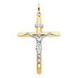 14K Two-Tone Gold Crucifix Pendant (30x50mm)