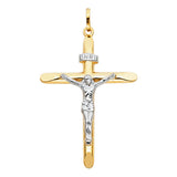 14K Two-Tone Gold Crucifix Pendant (30x50mm)