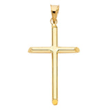 14K Gold Round Tube Cross Pendant