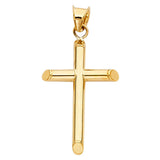 14K Gold Round Tube Cross Pendant