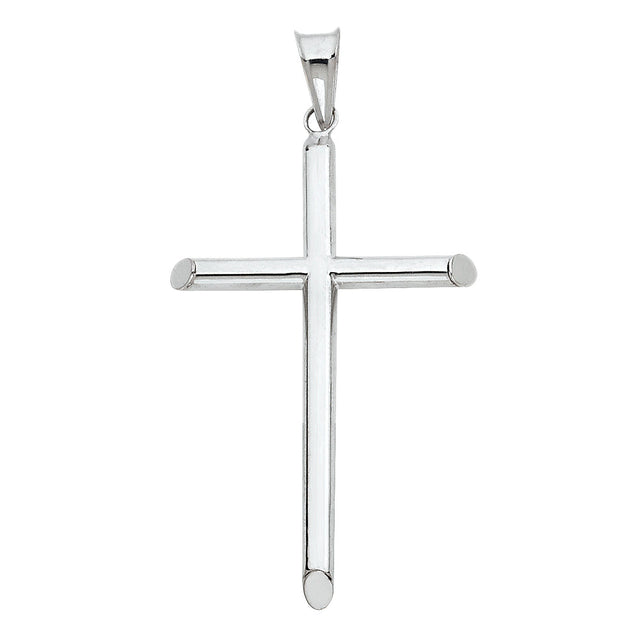 14K Gold Round Tube Cross Pendant