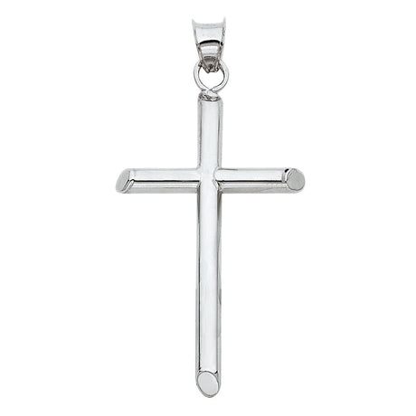 14K Gold Round Tube Cross Pendant