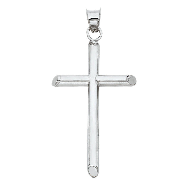 14K Gold Round Tube Cross Pendant