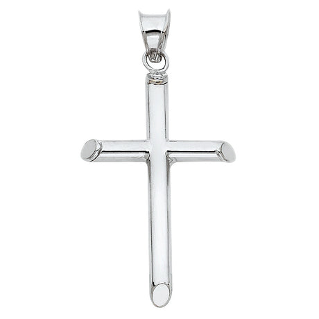 14K Gold Round Tube Cross Pendant