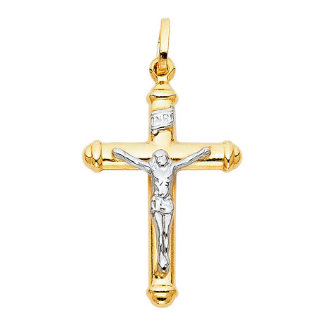 14K Two-Tone Gold Large Crucifix Pendant (20x35mm)