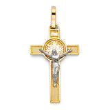 14K Two-Tone Gold Large Crucifix Cross Pendant (20x35mm)