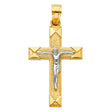 14K Two-Tone Gold Crucifix Pendant (15x30mm)
