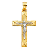14K Two-Tone Gold Crucifix Pendant (15x30mm)