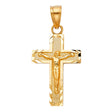 14K Gold Side Diamond Cut Crucifix Pendant