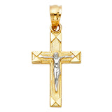 14K Two-Tone Gold Diamond-Cut Crucifix — Small