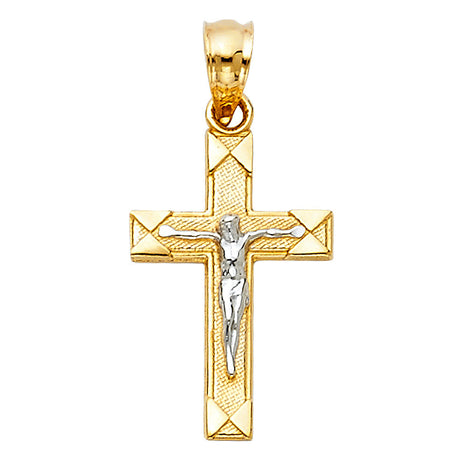 14K Two-Tone Gold Diamond-Cut Crucifix — Small
