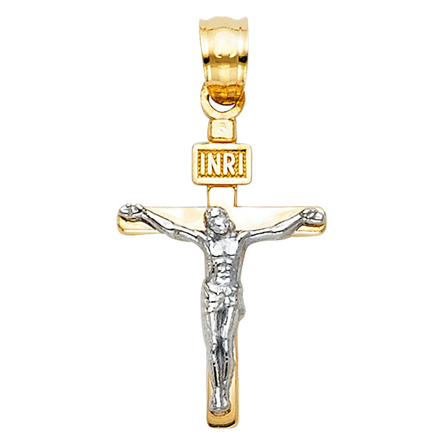 14K Two-Tone Gold Small Crucifix Pendant