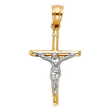 14K Two-Tone Gold Small Crucifix Pendant