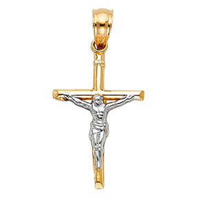 14K Two-Tone Gold Small Crucifix Pendant