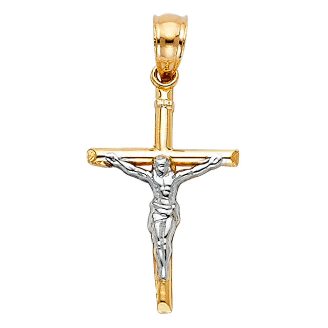 14K Two-Tone Gold Small Crucifix Pendant