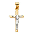 14K White Gold Rounded Tube Crucifix Pendant on white background - Italian Fashions