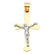 14K Two-Tone Gold Polished Cross Crucifix Pendant