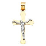 14K Two-Tone Gold Polished Cross Crucifix Pendant