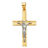 14K Two-Tone Gold Latin Cross Crucifix Pendant