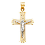 14K Two-Tone Gold Passion Cross Crucifix Pendant