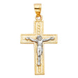 14K Two-Tone Gold Latin Crucifix Pendant on white background - Italian Fashions