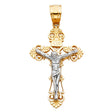 14K Two-Tone Gold Small Crucifix Pendant