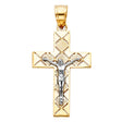 14K Two-Tone Gold Cutout Design Crucifix Pendant