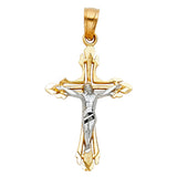 14K Two-Tone Gold Cut-Out Crucifix Pendant on white background - Italian Fashions