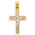14K Two-Tone Gold Heart Design Cross Crucifix Pendant