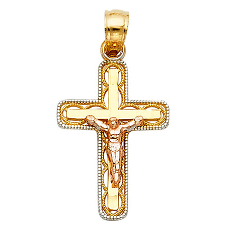 14K Two-Tone Gold Christ Crucifix Pendant
