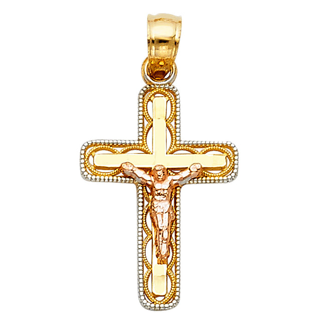 14K Two-Tone Gold Christ Crucifix Pendant