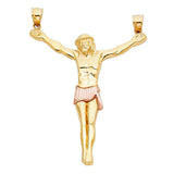 14K Two-Tone Gold Body of Christ Corpus Pendant, large — Italian Fashions