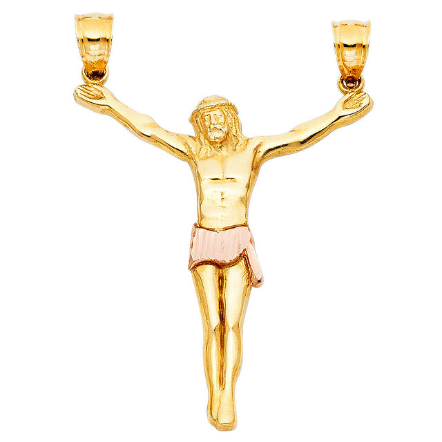 14K Two-Tone Gold Body of Christ Corpus Pendant, medium — Italian Fashions