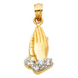 14K Two-Tone Gold Praying Hands Pendant on white background - Italian Fashions