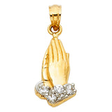 14K Two-Tone Gold Praying Hands Pendant on white background - Italian Fashions