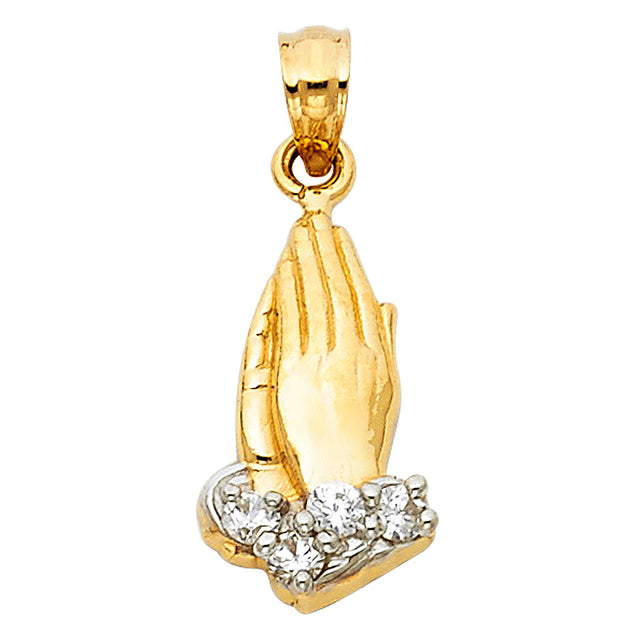 14K Two-Tone Gold Praying Hands Pendant on white background - Italian Fashions