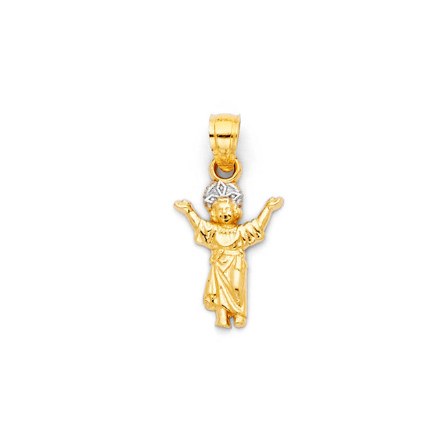 14K Two-Tone Gold Divine Child Jesus Pendant on white background - Italian Fashions