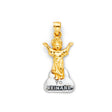 14K Two-Tone Gold Divine Child Jesus 'Yo Reinare' Pendant on white background - Italian Fashions
